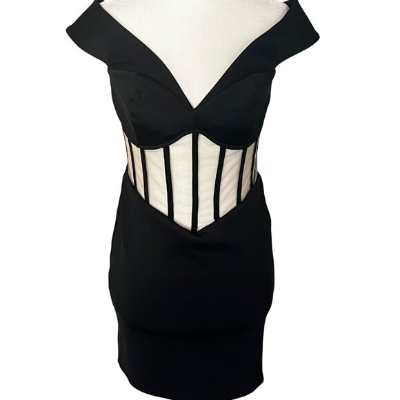 RTA Evie Mini Dress in Black Small New Womens Corset Boned Sheer Party - Picture 4 of 14